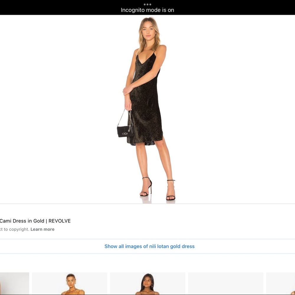 Nili Lotan cami slip dress M in black & gold, worn once
